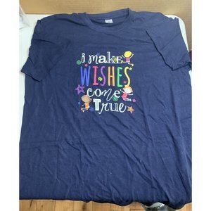 Kids Wish Network NWOT Tee T Shirt L Large Unisex Blue I MAKE WISHES COME TRUE